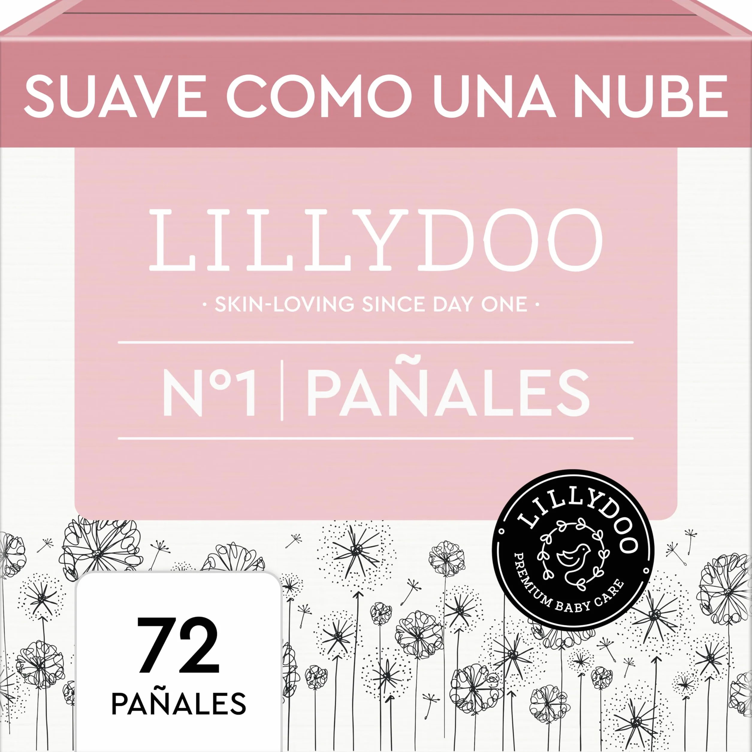 LILLYDOO Pañales Talla 1 (2+ kg) Caja 72 Unidades, Suaves, Sin Perfumes, Protección Antifugas