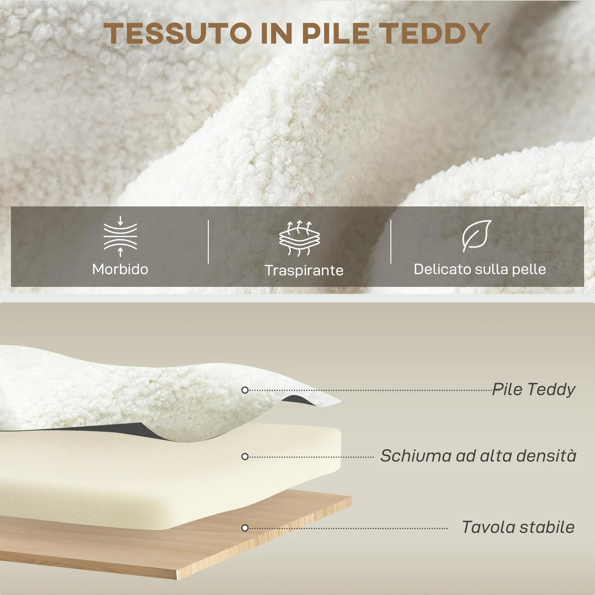 HOMCOM Sillón de salón acolchado con almacenamiento oculto, respaldo alto, sillón moderno con reposabrazos, cojín lumbar y asiento ancho, de terciopelo de peluche, para dormitorio y salón, color crema