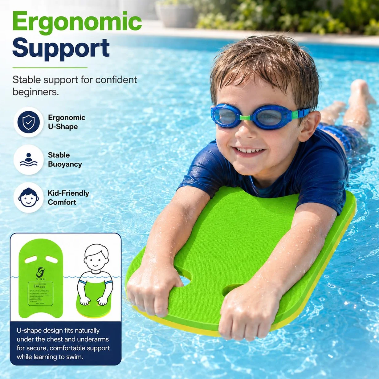 Tabla de Natación EVA para Adultos y Adolescentes, Kickboard Flotante para Entrenamiento Acuático