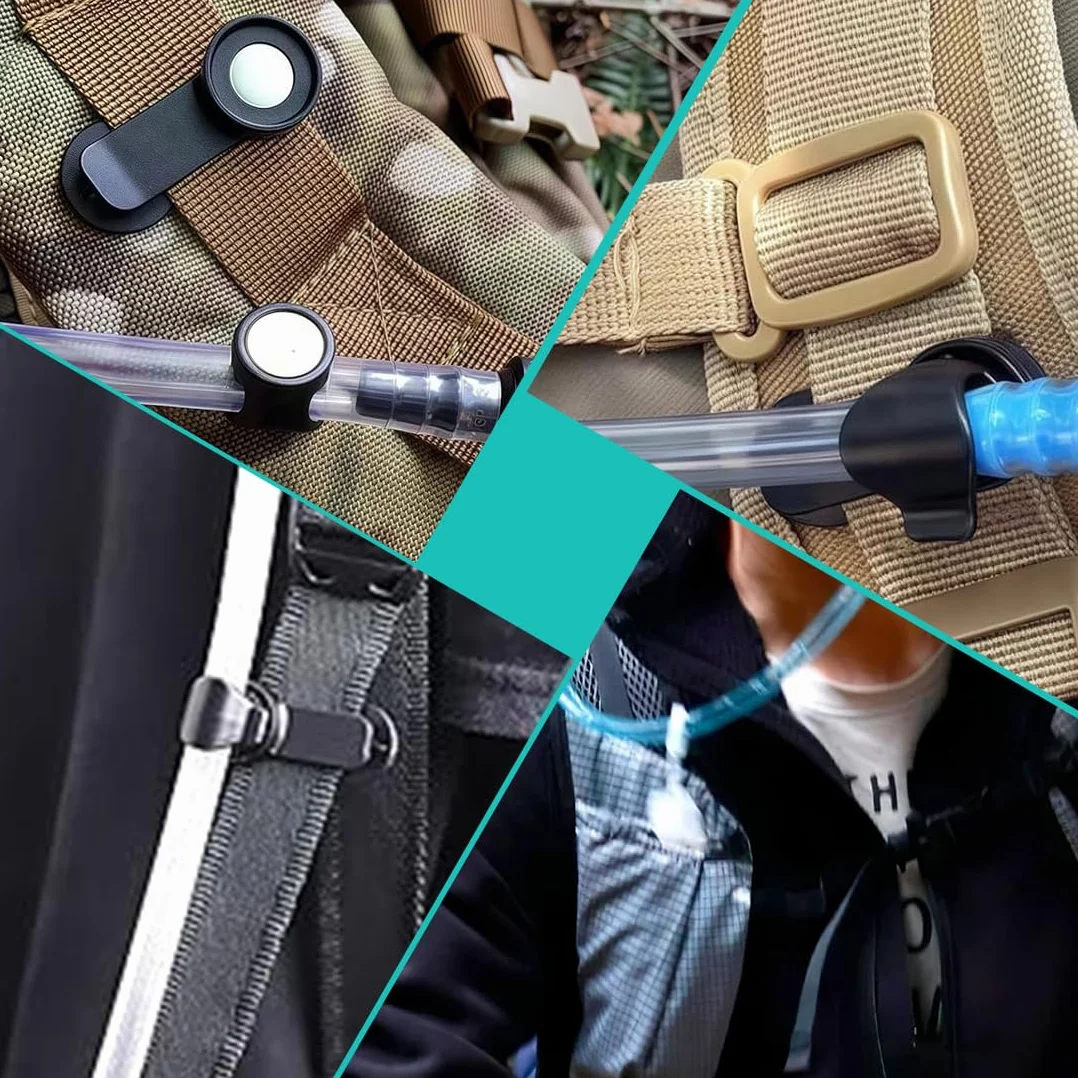 3 clips magnéticos para tubo de hidratación, clip para tubo de hidratación, clip para tubo de hidratación, bolsa de agua magnética para mochila, bicicleta, correa de hombro desmontable