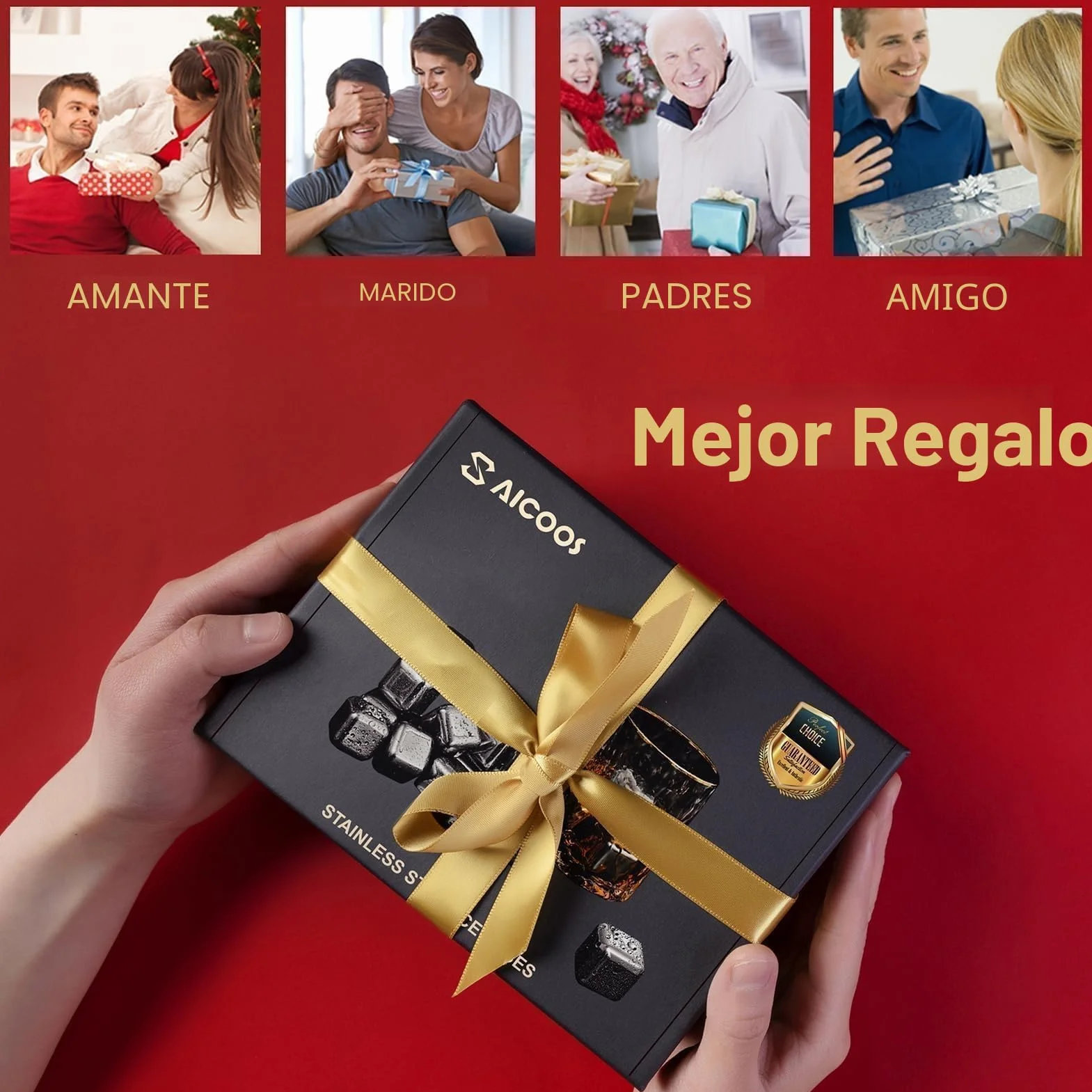16Piezas Cubitos Hielo Reutilizables - Cubitos de Hielos Acero Inoxidable, Metal Whiskey Ice Cubes Para Regalos de Día Del Padre Para Papás Hombres y Esposos