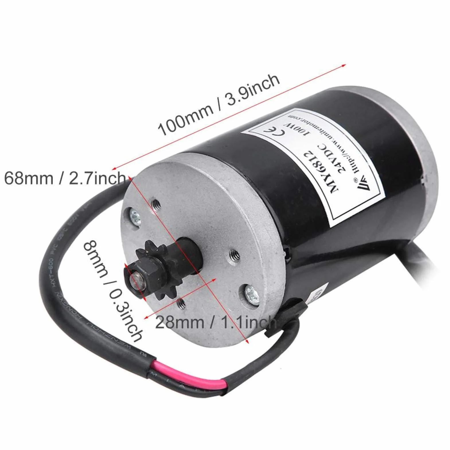 Motor eléctrico Cepillado 24V 100W 25H Rueda Dentada para Scooter eléctrico