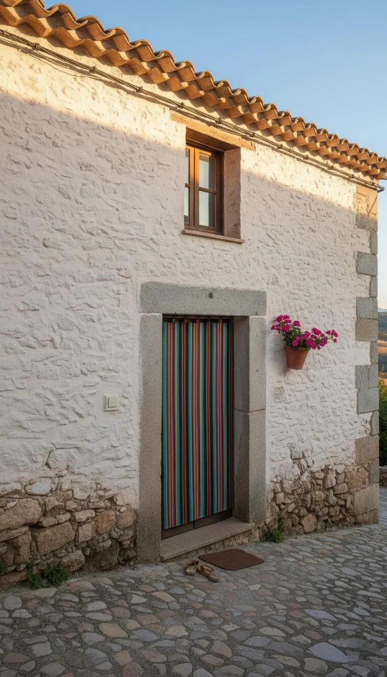 Milica Cortina Alpujarreña Jacquard Rústica 140x260 cm | Solo Cortina | Estilo Tradicional Español para Puerta y Ventana Exterior e Interior | Alta Resistencia y Fácil Instalación | Modelo Jarapa