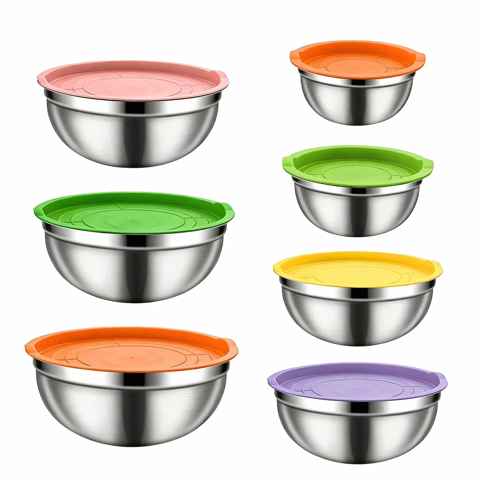 Bol para Mezclar con Tapa Herméticas de Acero Inoxidable, Juego Apilable | Ideales para Ensaladas y Preparaciones para Salsas, Cereales, Snacks, Huevos, Aderezos, Verduras, Masa