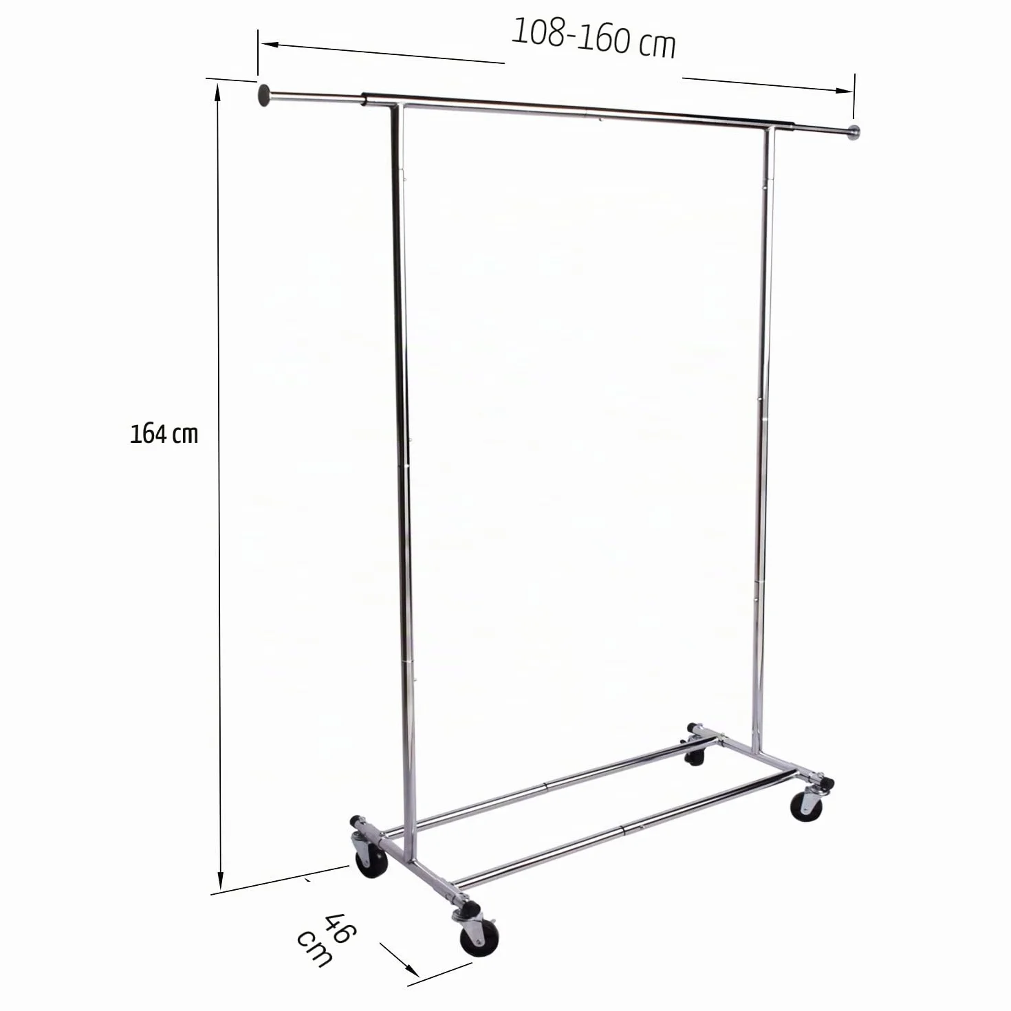 OYE Perchero Colgador de Ropa con Ruedas para Colgar Ropa de Uso Pesado, Plegable, Industrial, 110 kg, Cromado