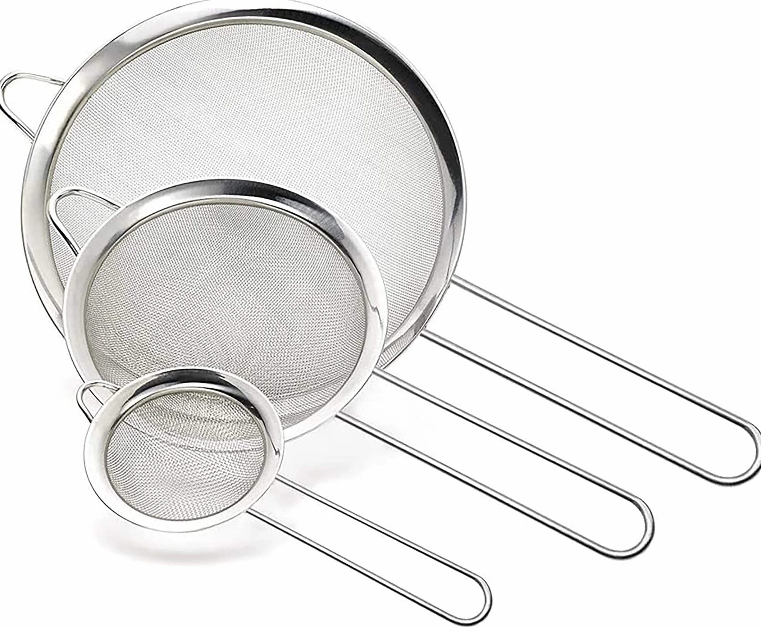 Pack 3 Colador Acero Inoxidable 12cm, 10cm y 8cm - Cocina Malla Fina Microperforado Redondo