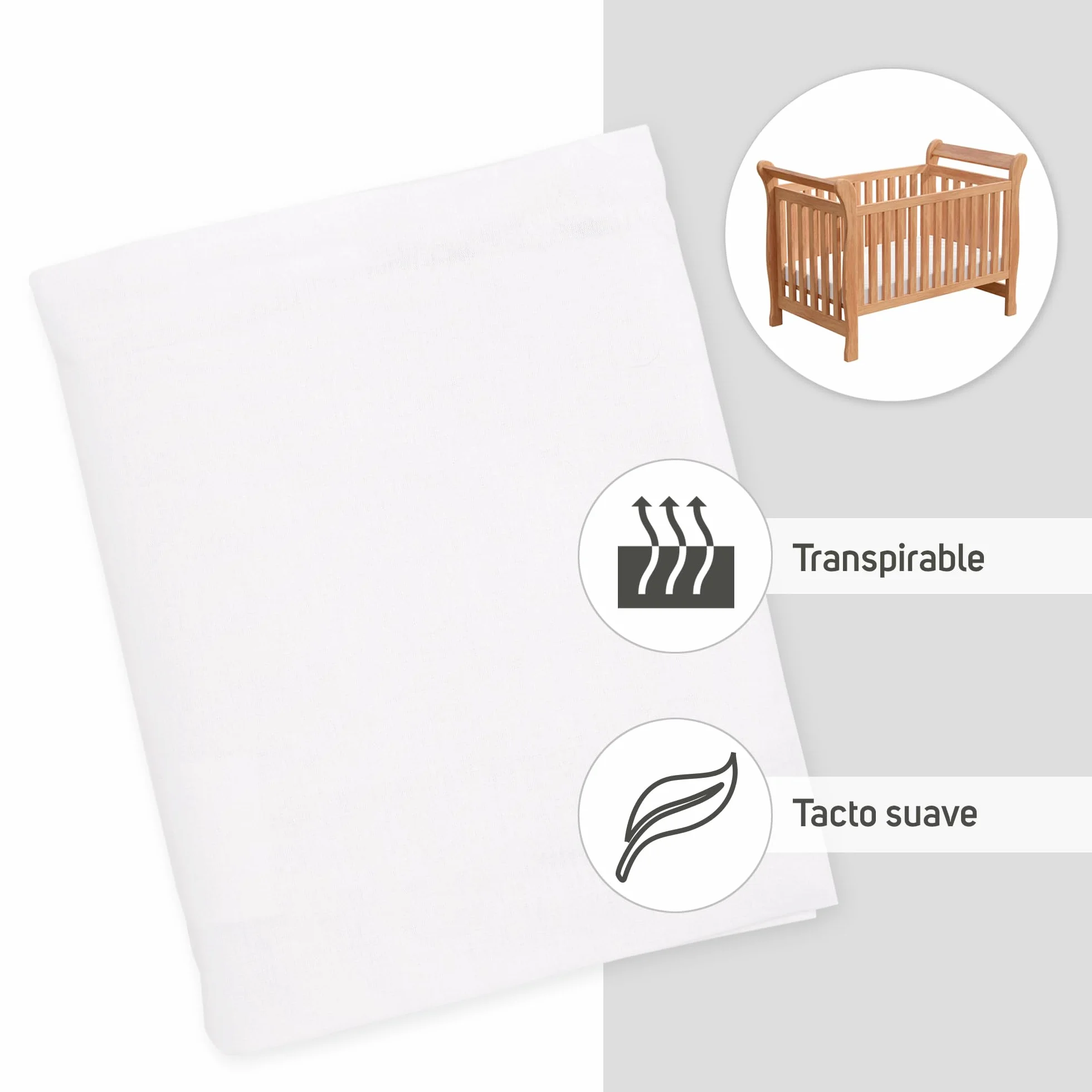 TI TIN Pack 2 Sábanas Bajeras Cuna 60x120 cm 100% Algodón Ajuste con Goma Tejido Transpirable