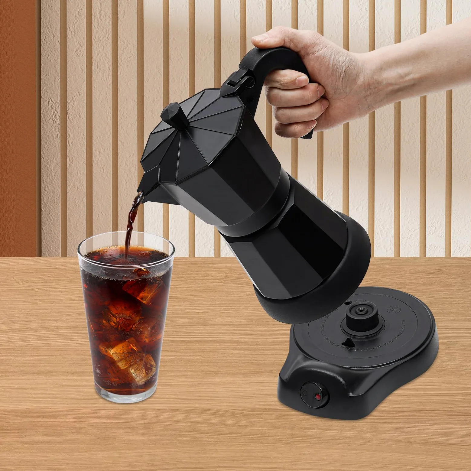 Cafetera italiana eléctrica Mocha, Pequeña cafetera de café expreso para alimentos, temperatura ajustable, máquina de café espresso eléctrica de 300 ml de capacidad, válvula de seguridad