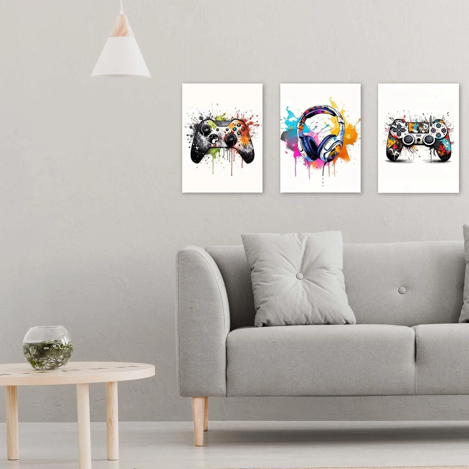 Póster de Juegos con Marco 3PCS Imágenes de Habitación Juvenil Decorativos de Pared
