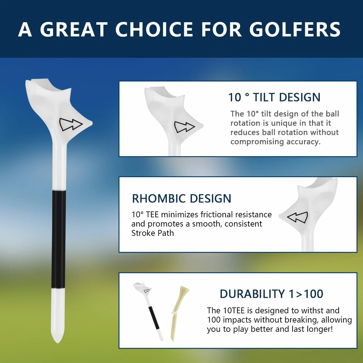 Tees de Golf 83mm Plástico para Entrenamiento de Práctica - 10 Piezas
