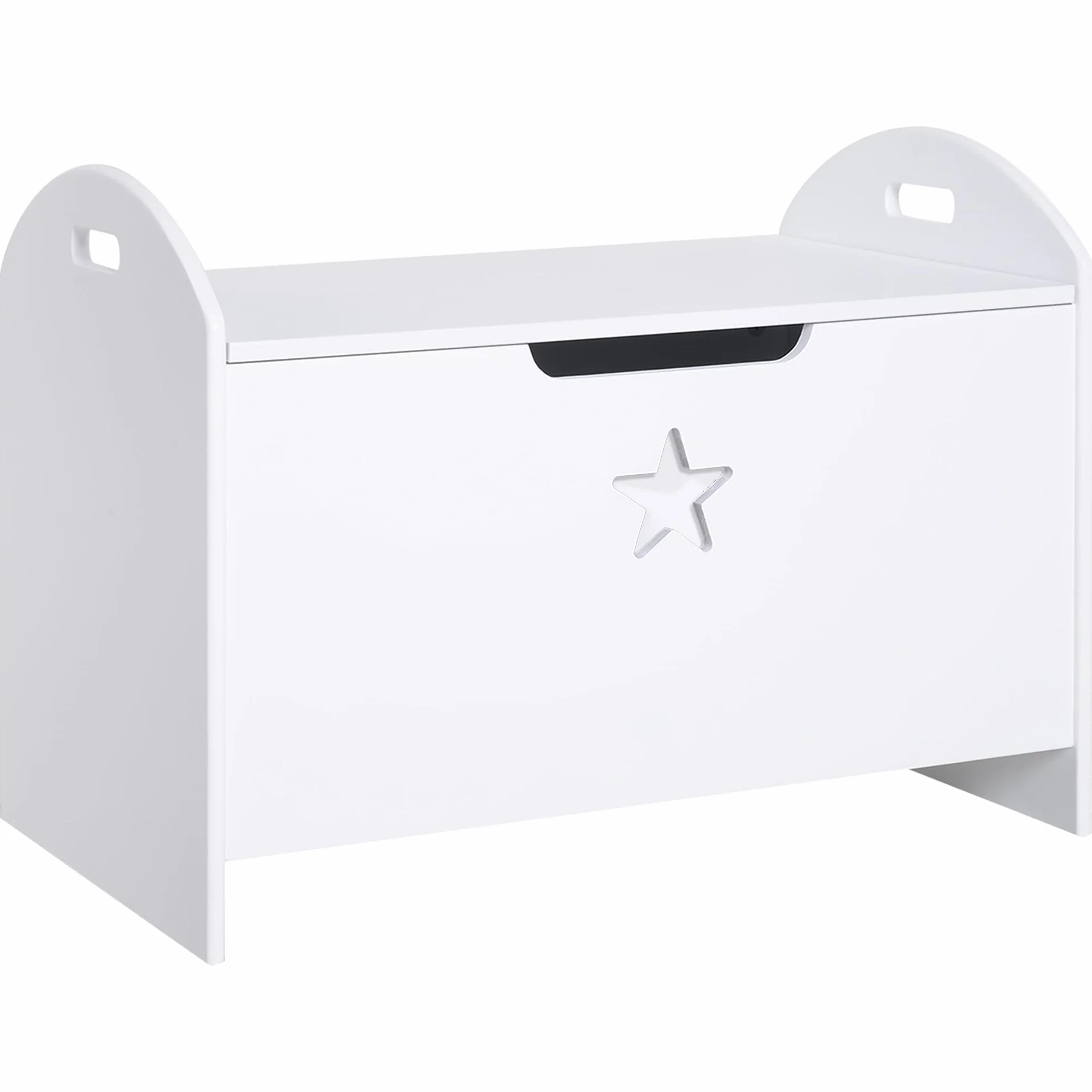 HOMCOM Baúl de Almacenaje Organizador de Juguete de Niño Tapa Reversible Diseño con Seguridad 62x40x46,5 cm Amplio Espacio Carga 20 kg Blanco