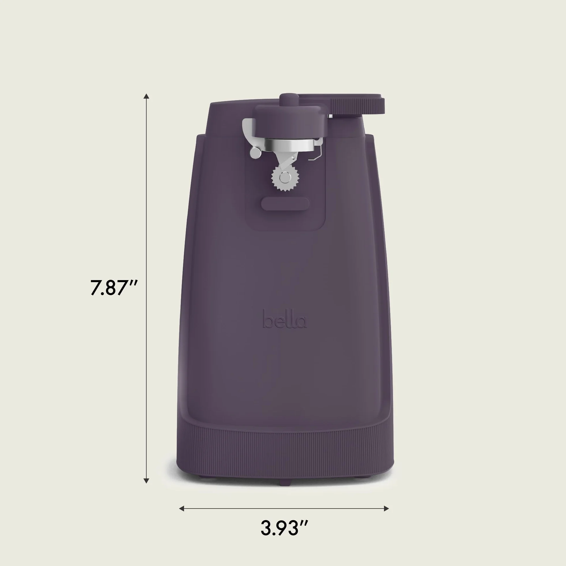 bella Abrelatas eléctrico y afilador de cuchillos, abridor multifuncional de tarros y botellas con palanca de corte extraíble y almacenamiento de cable, hoja de acero inoxidable, ciruela