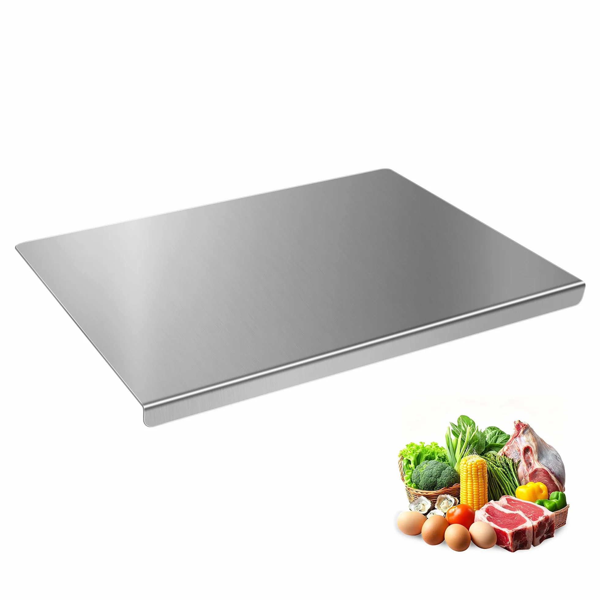 Tabla de cortar acero inoxidable 40x30 cm para cocina, amasar pasteles, carne, verduras