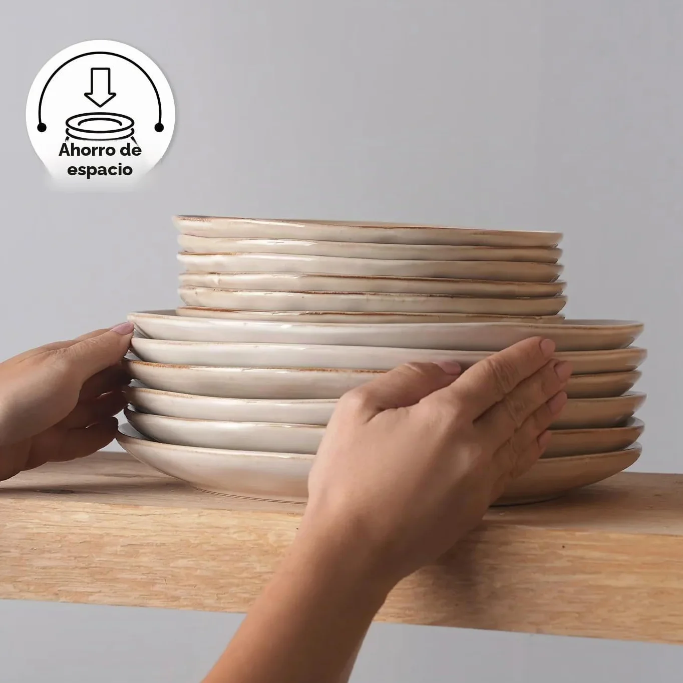 Karaca Aria - Juego de vajilla de cerámica de 24 piezas, juego de platos y cuencos para 6 personas, vajilla de esmalte reactivo con platos laterales y llanos, cuencos para pasta/cereal/sopa (beige)