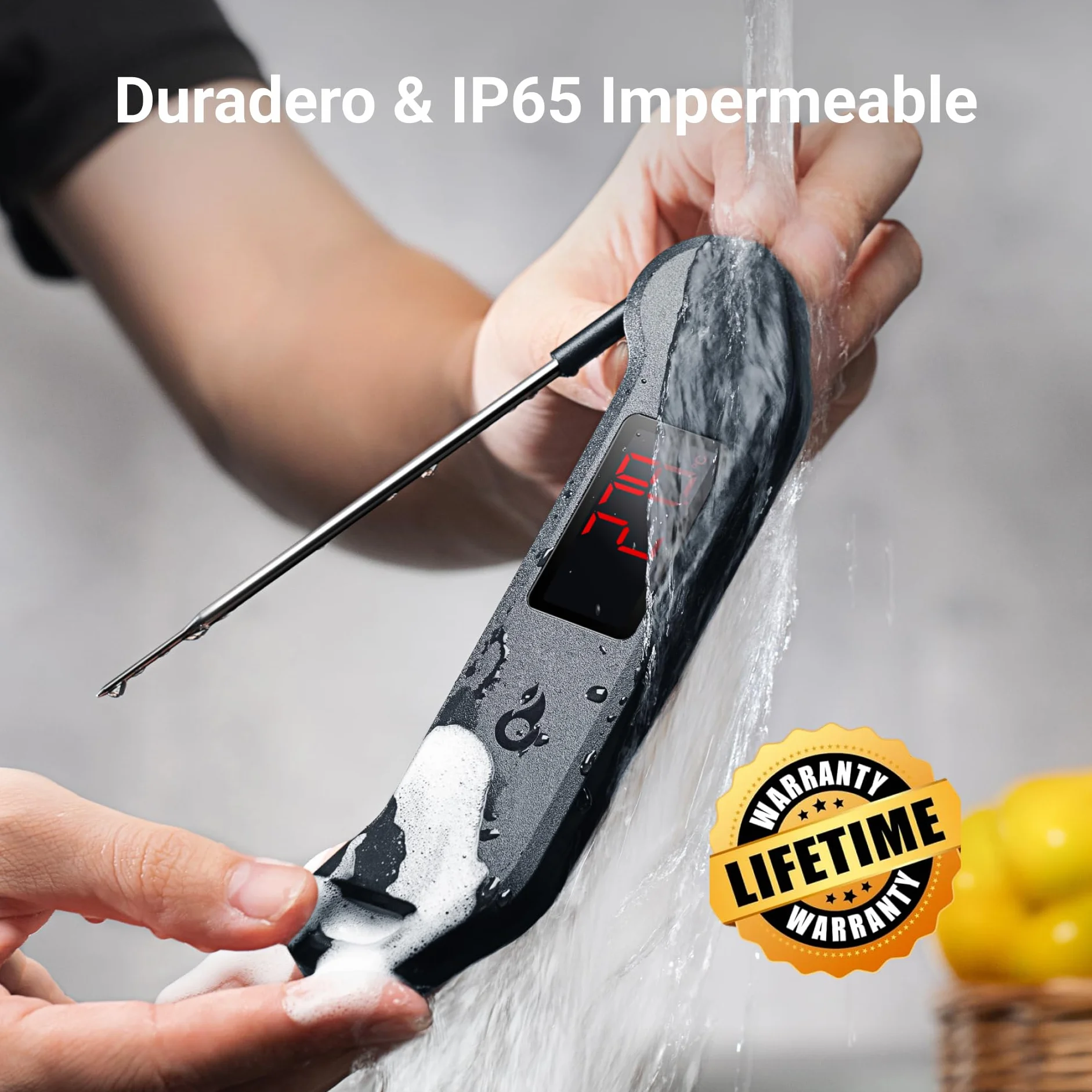 ThermoMaven F1 Stealth Termómetro de Cocina Digital para Carne, Lectura Instantánea en 1 s, Precisión Certificada NIST ±0,3 °C, Impermeable IP65, Pantalla LED Grande, Imán para BBQ, Horno y Plancha