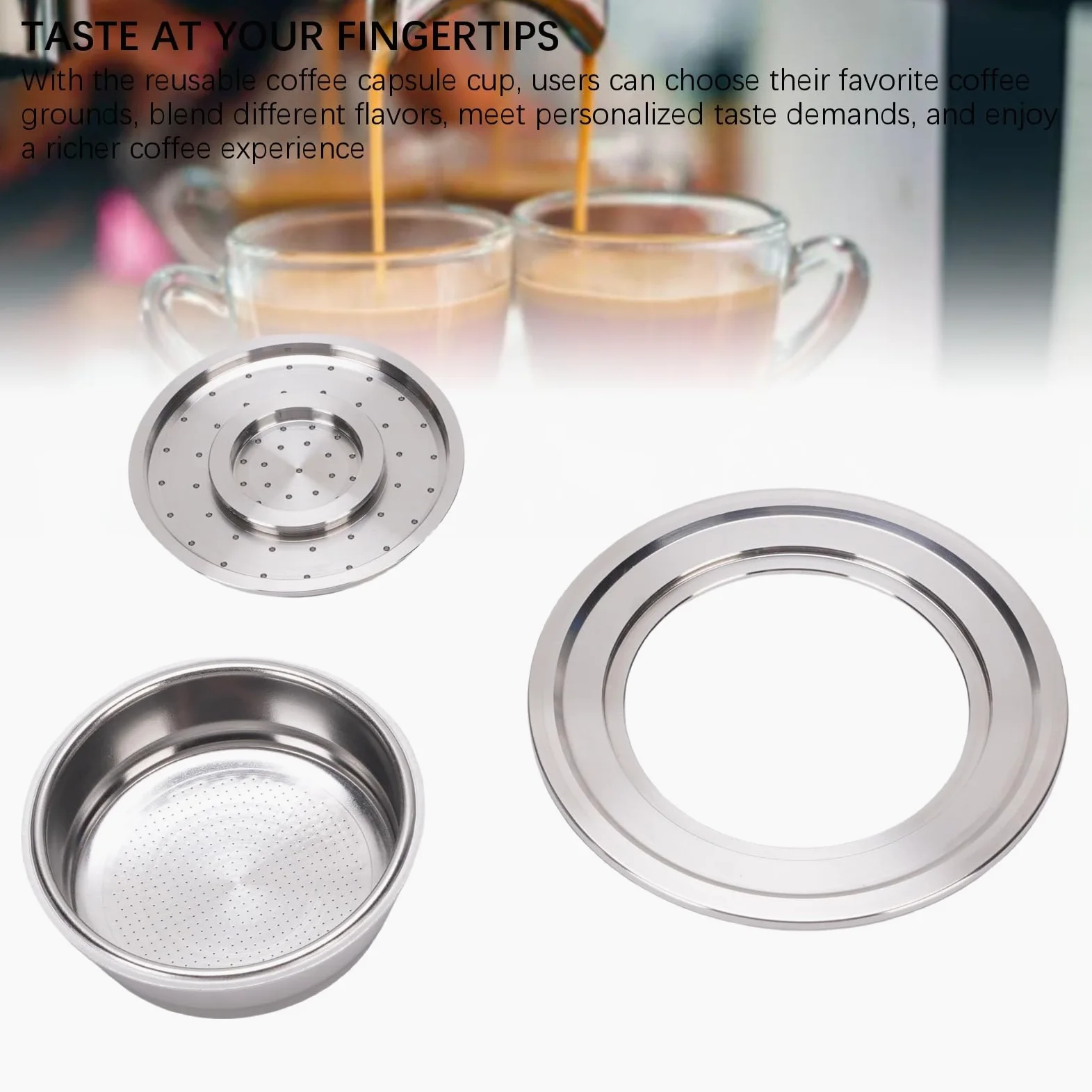 Acouto Taza Cápsula de Café Reutilizable Apta para Máquina de Café Cápsula Recargable Acero Inoxidable de Material Reutilizable Taza de Cápsulas de Recargables de Recargable