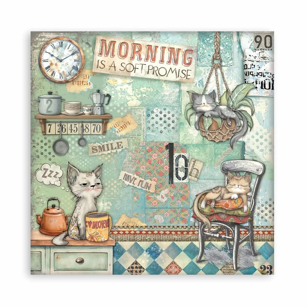 Stamperia - Scrapbook Paper Pad for Scrapbooking, Albums, Card Making, Bullet Journalling and More, Acid Free, Double-Sided, Perfect for Hobbies, Crafts, and Gifting (Furry Friends) (20.3 x 20.3cm)