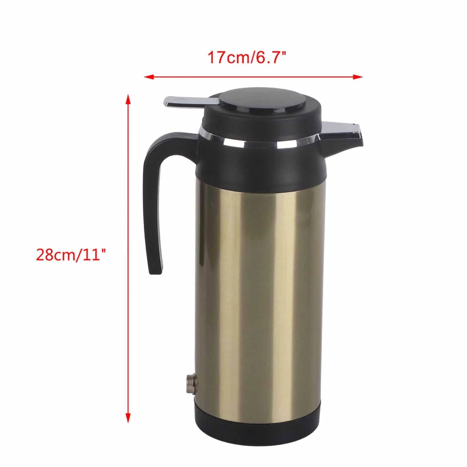 Dioche - Hervidor eléctrico, 1200 ml, 24 V, acero inoxidable, para coche, termo de viaje, calefacción