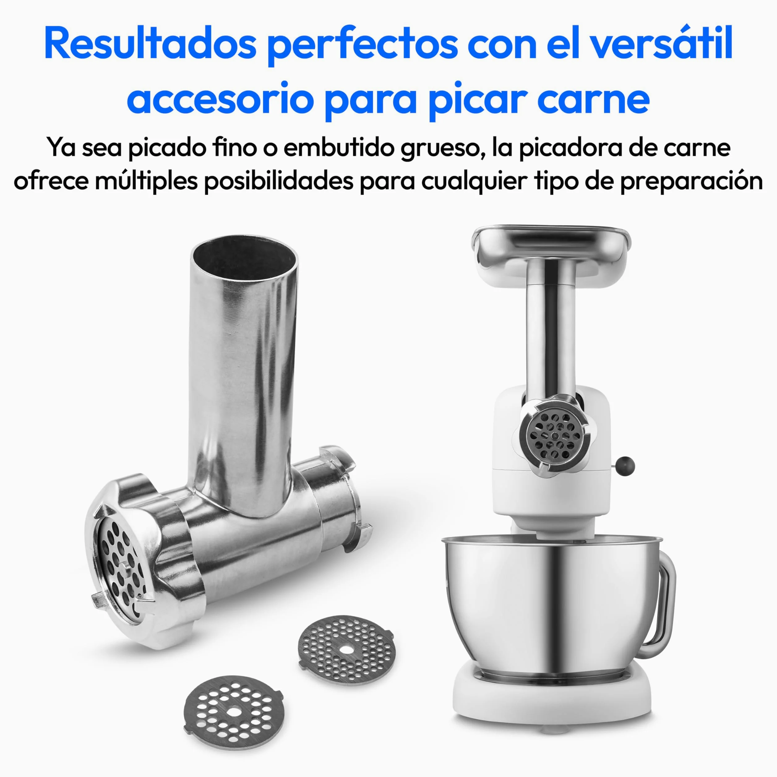 MEDION Robot de cocina con picadora (800 vatios, motor de CC, recipiente de acero inoxidable de 4,6 litros, ahorro de energía, ultrasilencioso, pantalla táctil con sensor digital, MD12600) Blanco