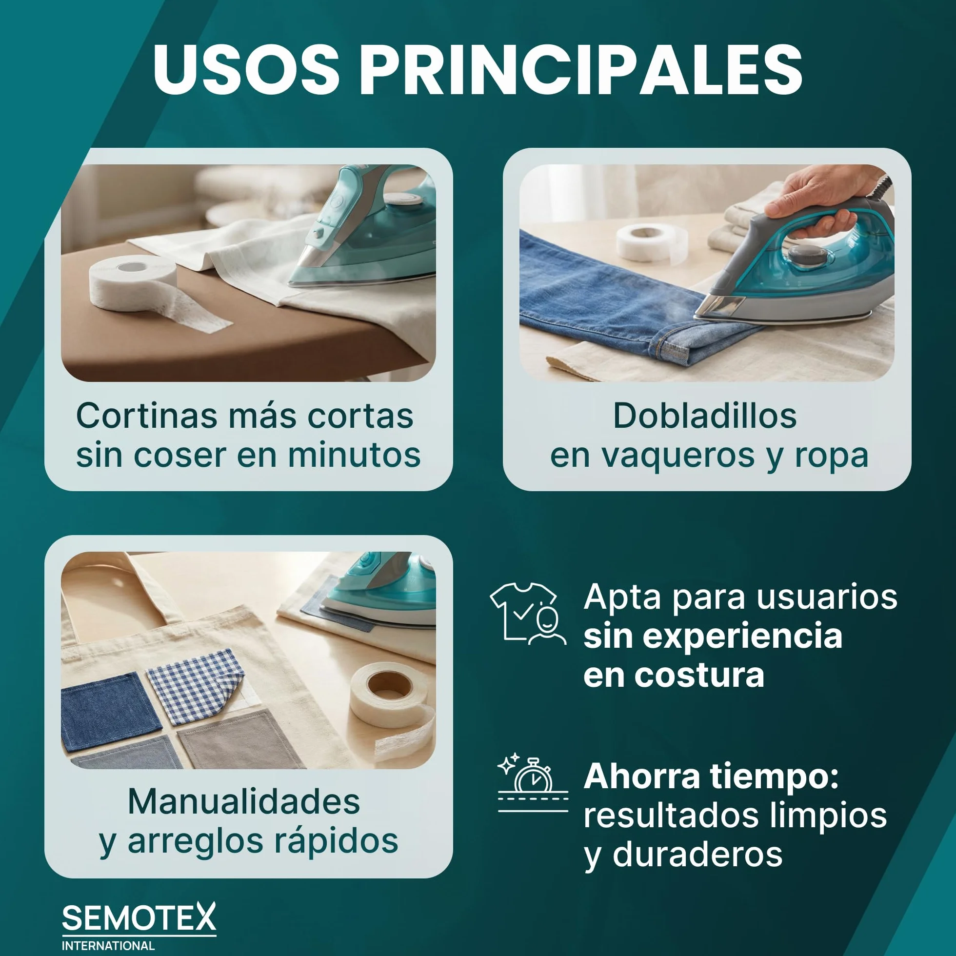 Cinta Termoadhesiva para Dobladillos EXTRA FUERTE - 50 Metros x 20 mm - Cinta Adhesiva Dobladillos. Cinta para Cortinas, Bajo Pantalón, Vestidos, Vaqueros - 20 milímetros ancho