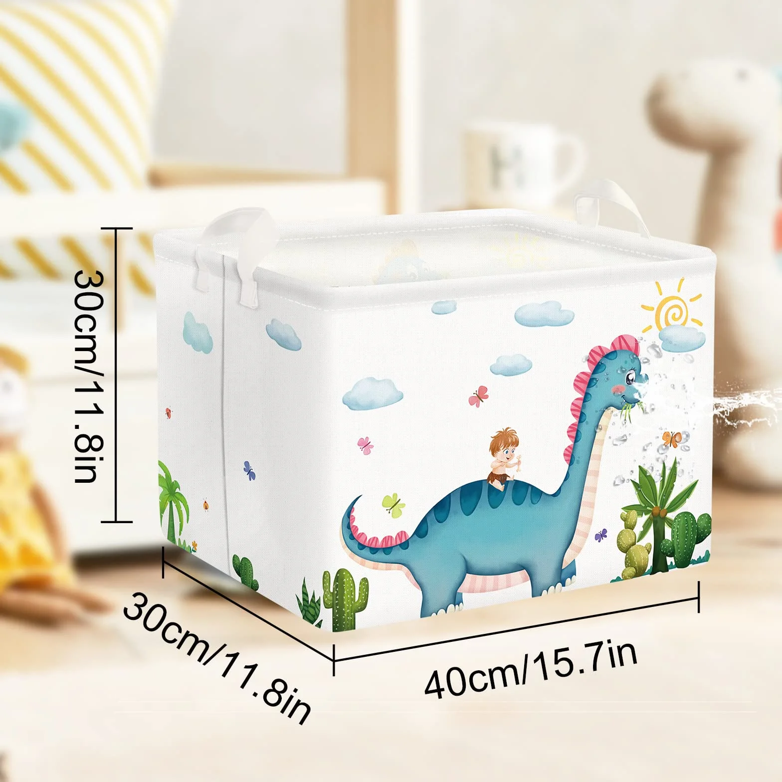 Clastyle Cajas de Almacenaje Cubo Dinosaurio Azul 36L para Habitación Infantil