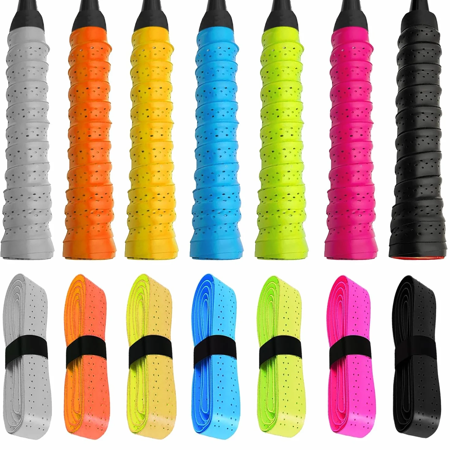 Cintas de Agarre de Raqueta 7 Piezas Multicolor Absorbente Sudor Antideslizante Secado Rápido Tenis Bádminton