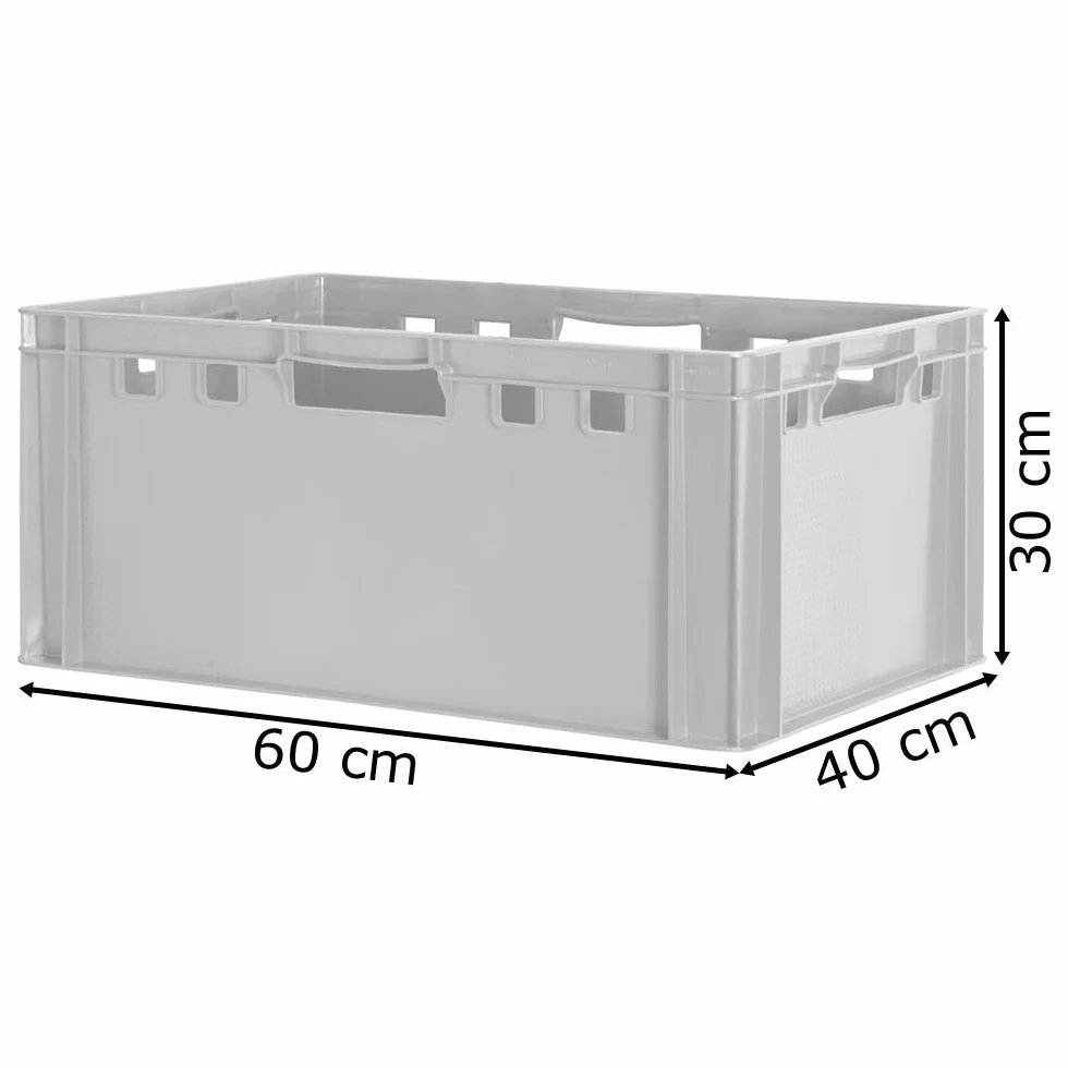 1x Euro Apilamiento de Plástico Caja Industrial Euro Caja Almacenamiento Eurobox E3 Gris Kingpower