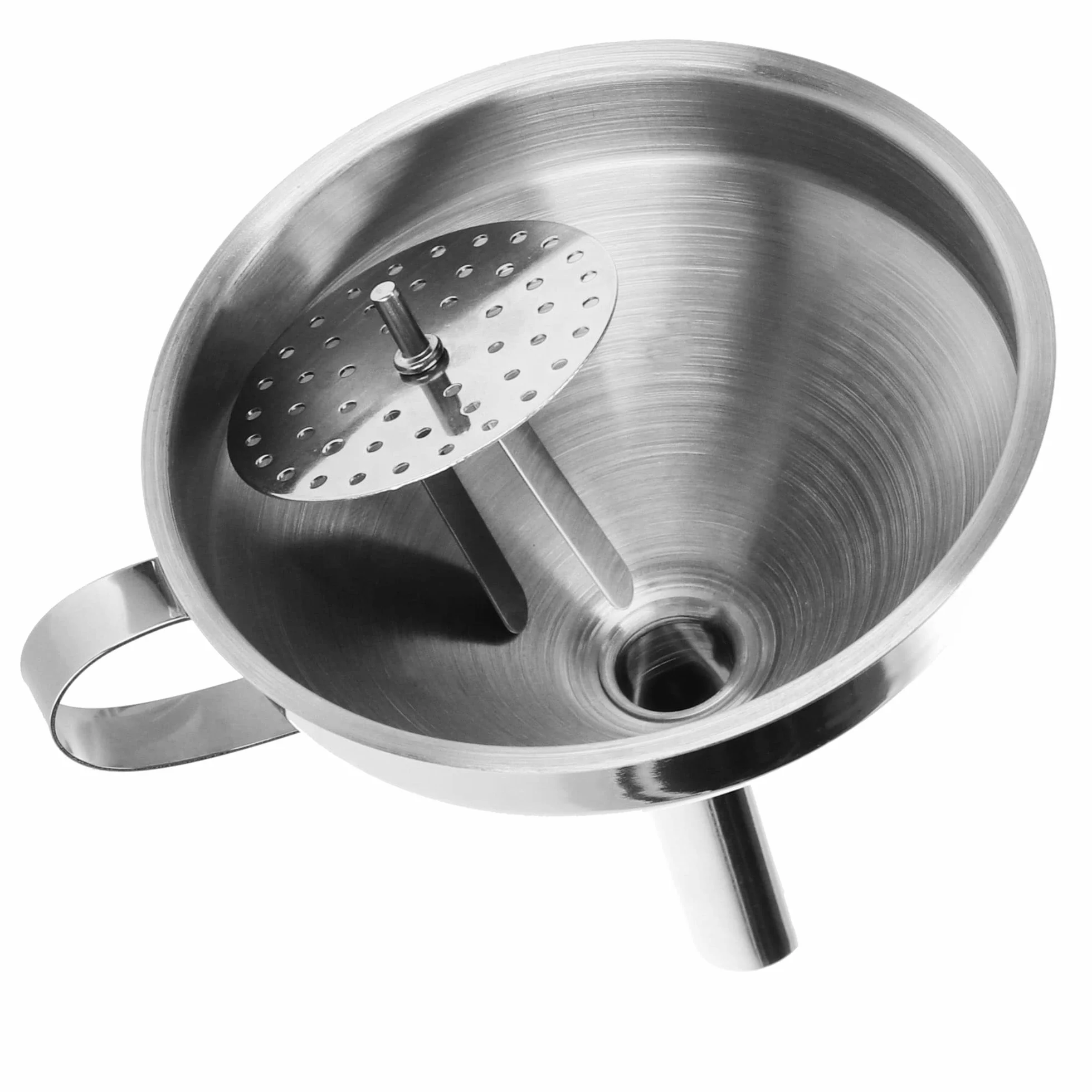 COM-FOUR® 2x Juego de embudos de acero inoxidable - embudo con tamiz para conservar los tarros al hervir - embudo (02 piezas - mezcla de acero inoxidable)