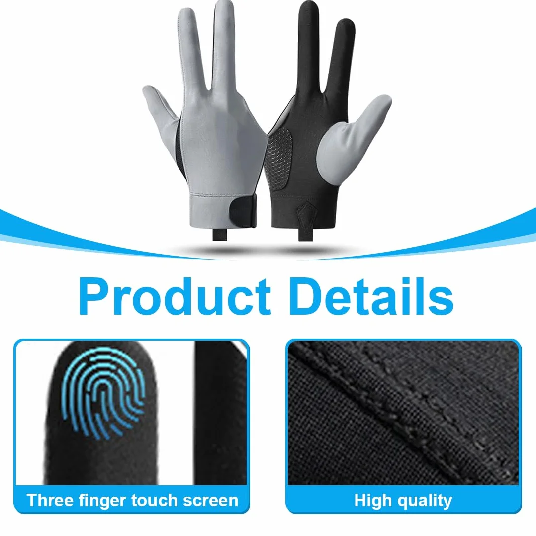 Guantes de billar de la mano izquierda, Guantes de billar de dedo, Guantes de billar de dedo para disparar, Guantes de billar de 3 dedos, Cómodo guante de entrenamiento