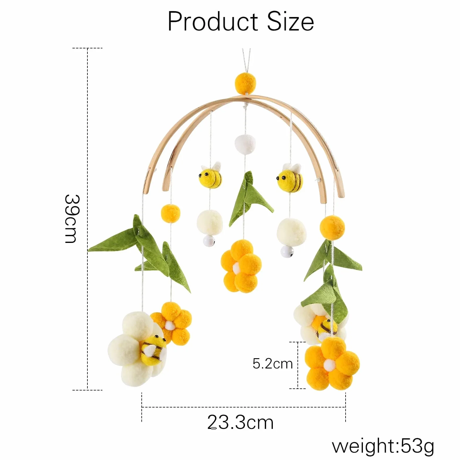 Móvil de madera para bebé con abeja, carillón de viento, regalo recién nacido