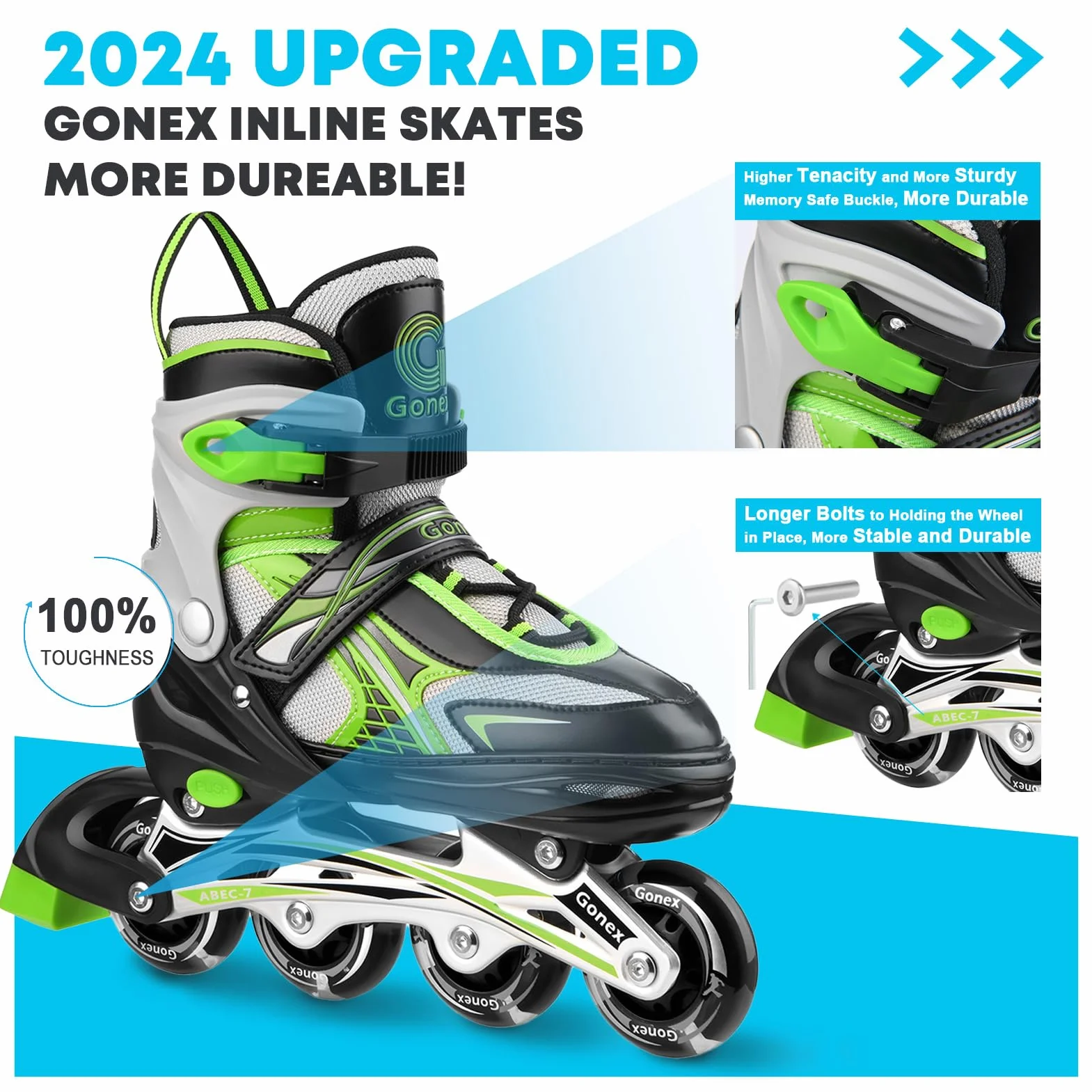 Gonex Patines en Línea Ajustables Niños Niñas Adultos, Patín sobre Ruedas Iluminadas con Luces, EU 31-42