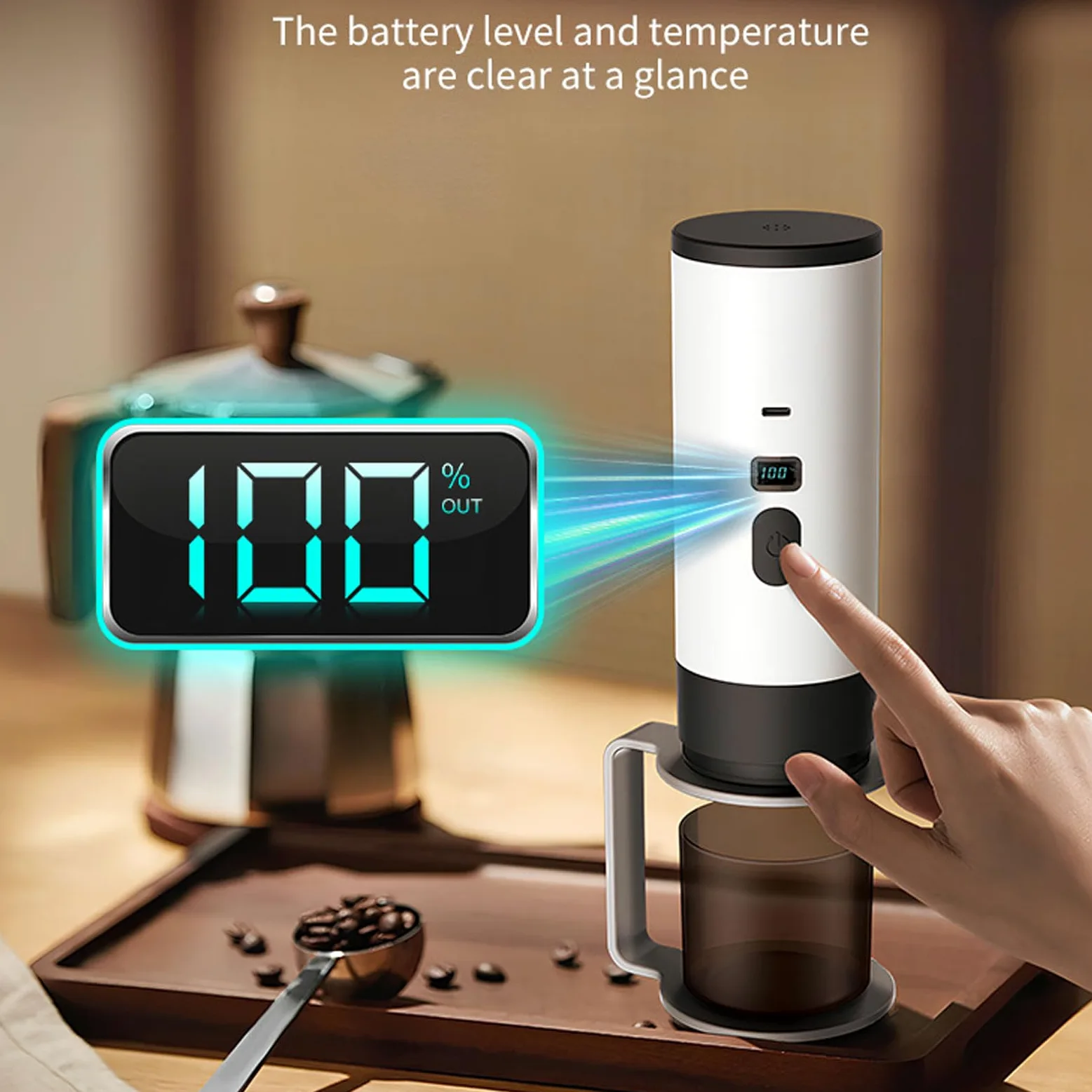 Cafetera Portátil Compacta Autocalentable, Cafetera a Presión de 20 Bares para Camping, Viajes y Oficina