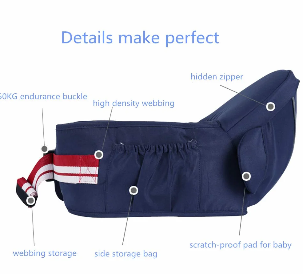 Portador de bebé ergonómico Hipseat con correa de hombro y asiento de cintura para niños pequeños