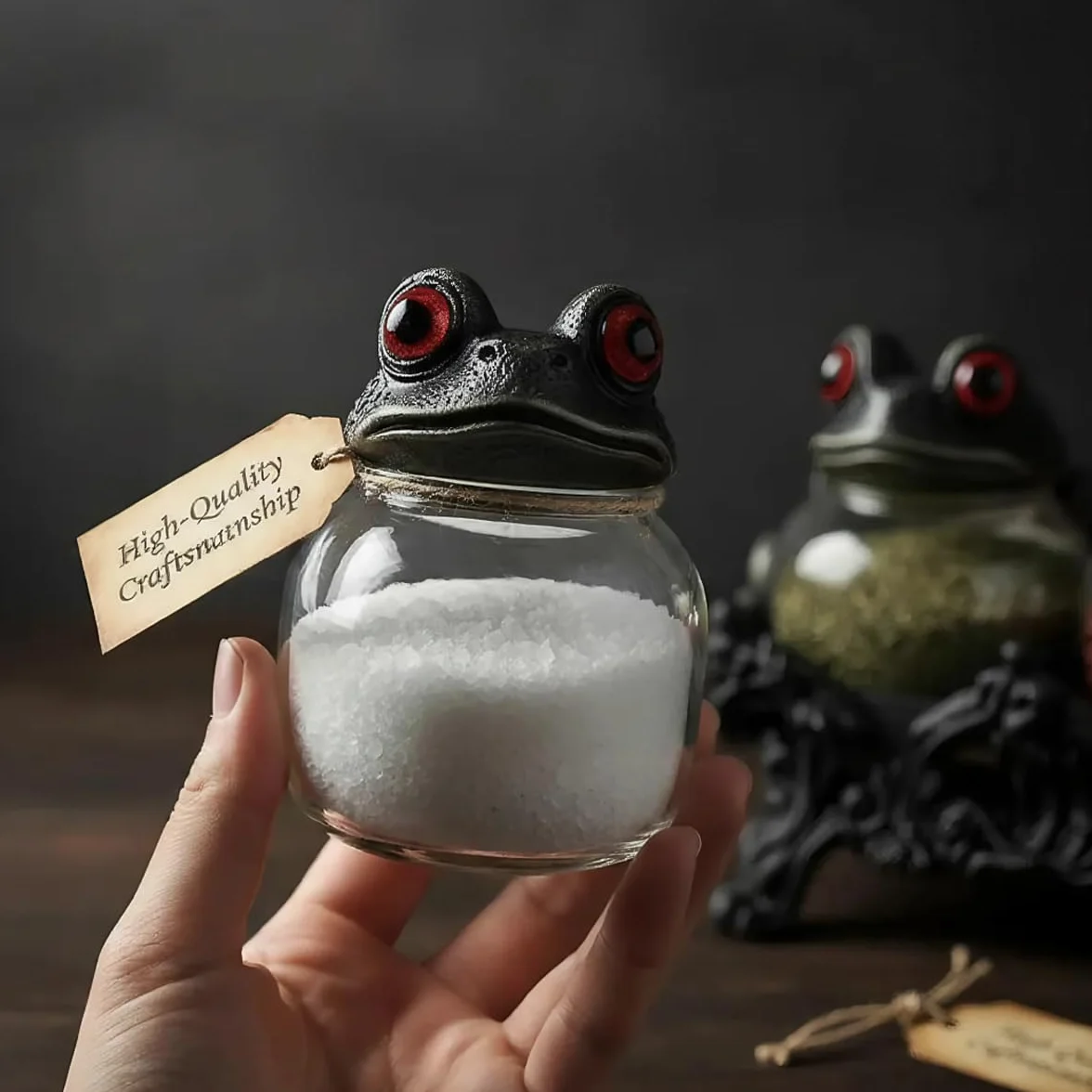 Tarros de especias de boticario con forma de rana Elegantes recipientes de cerámica con ranas, equipados con exquisitas tapas de rana. Recipientes para almacenar