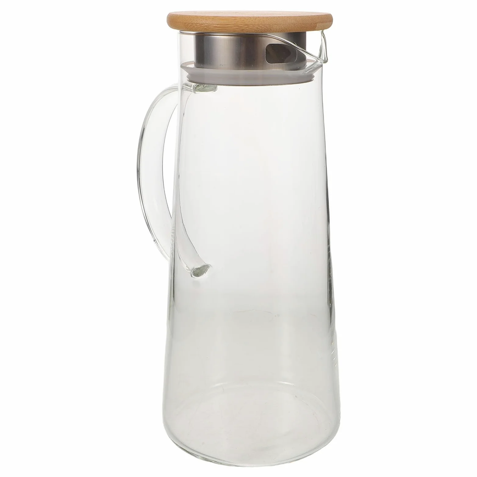Jarra de Vidrio de Borosilicato para Jugo con Tapa Hermética | Capacidad de 3.8 Litros, Vertido Fácil y Limpieza Sencilla, Resistente al Calor, con Bambú y Acero Inoxidable