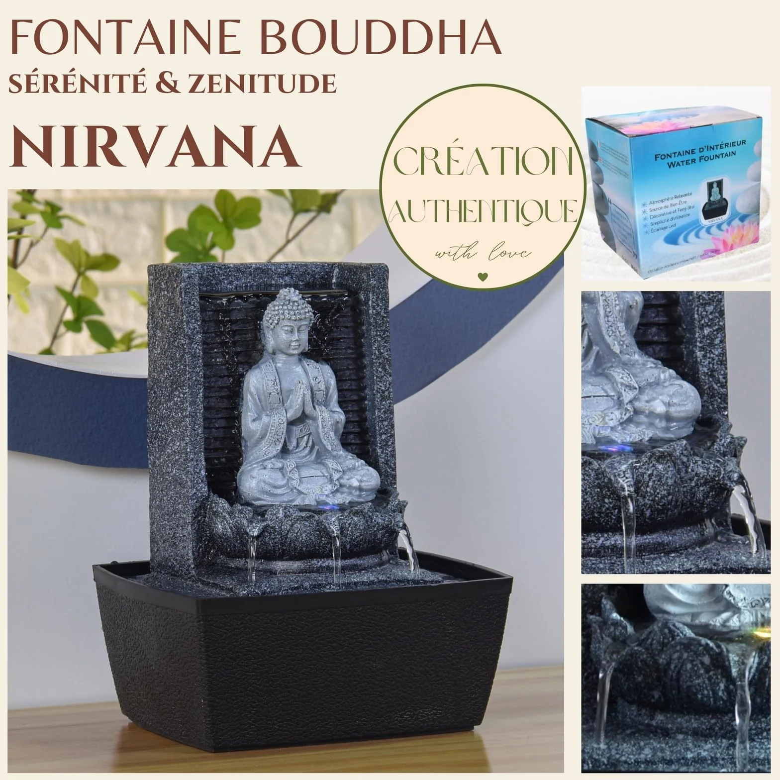 Zen'Light SCFRB1 - Fuente de Interior, 20 x 15 x 26 cm, Color Plateado