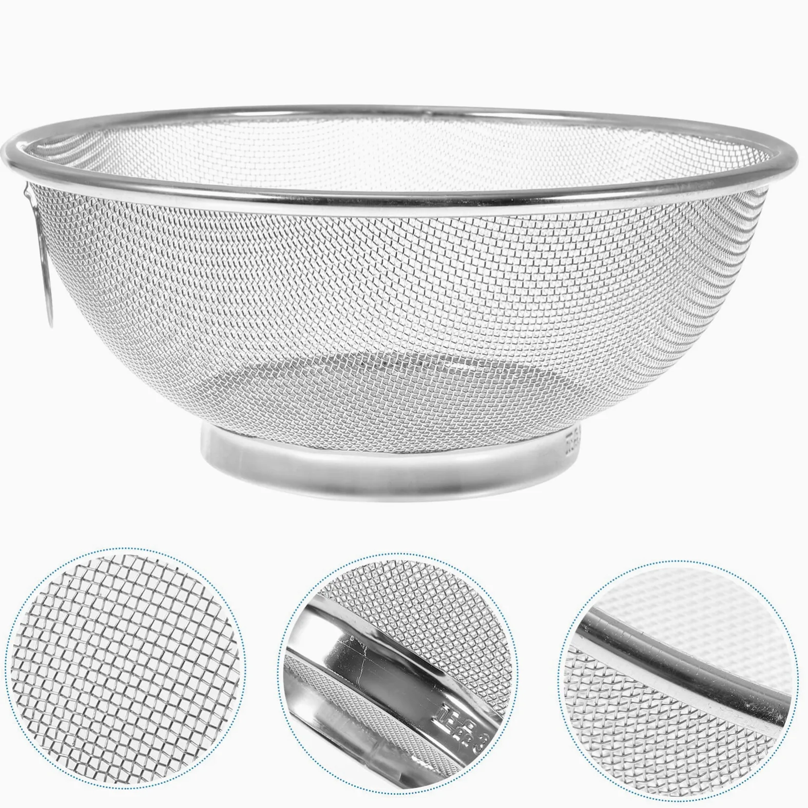 Colador de Malla Fina de Acero Inoxidable: colador de Cocina de 20 cm para arroz, Pasta, Frutas y Verduras