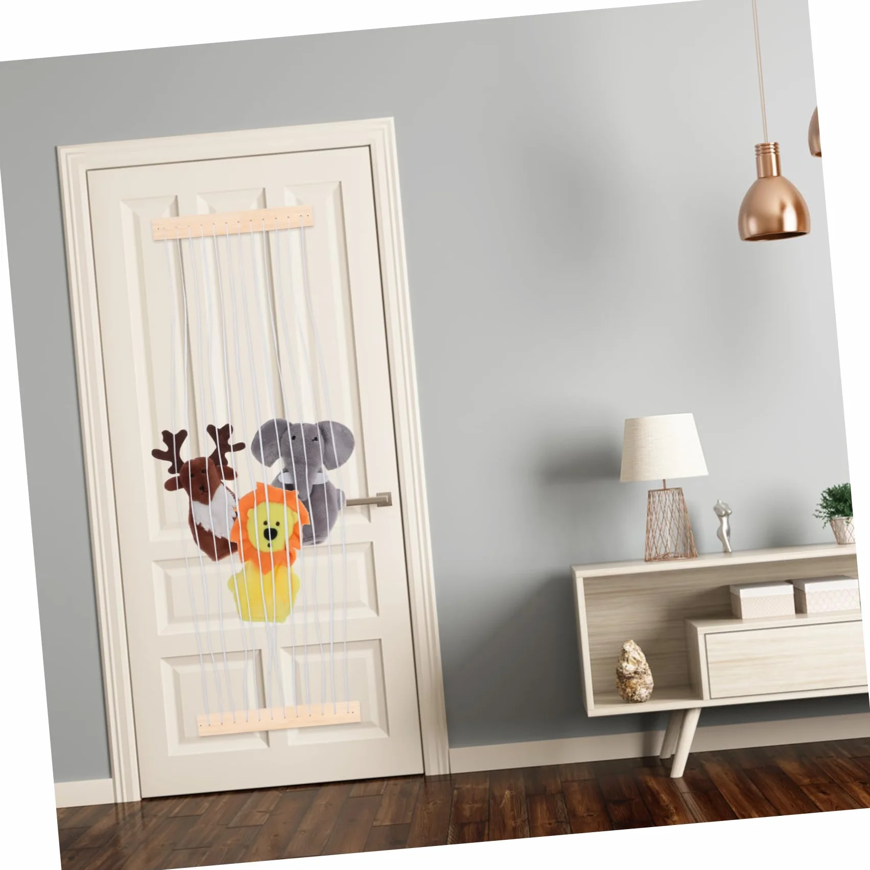 Organizador de Almacenamiento para Peluches Ajustable Estante Colgante Beige Multifuncional