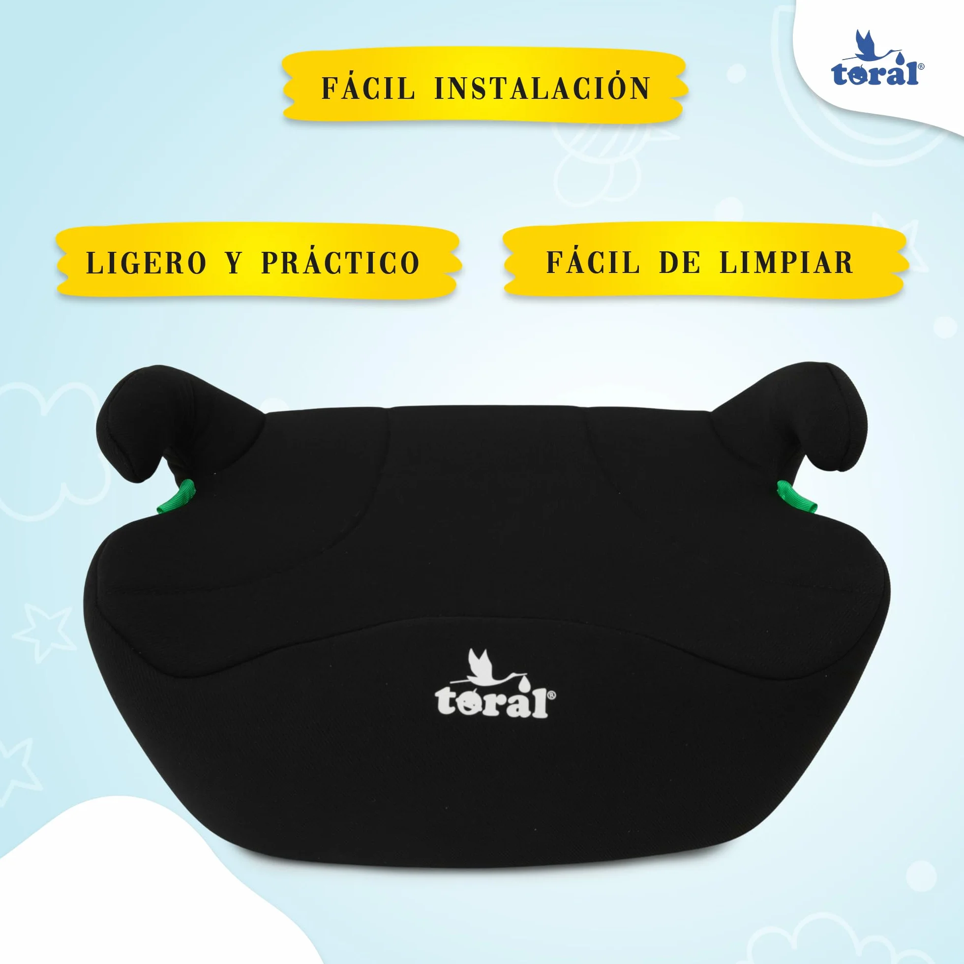 Toral - Alzador Coche Niño i-Size - Asiento Elevador Coche Niño - Silla Coche Grupo 3 - Modelo Mónaco Negro