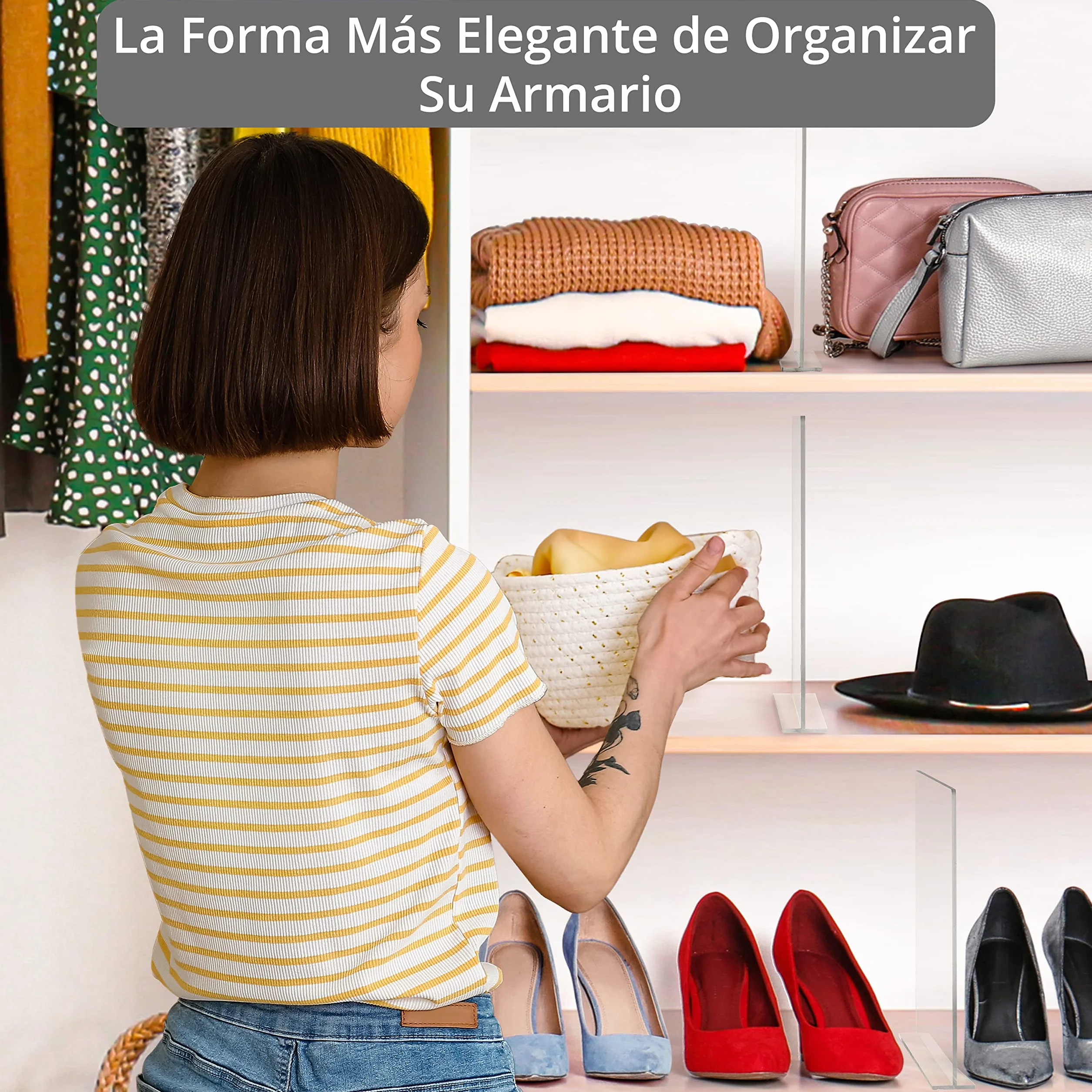 Separadores de Cajones Acrílicos Transparentes Pack 6 - Organizador Armario Vertical