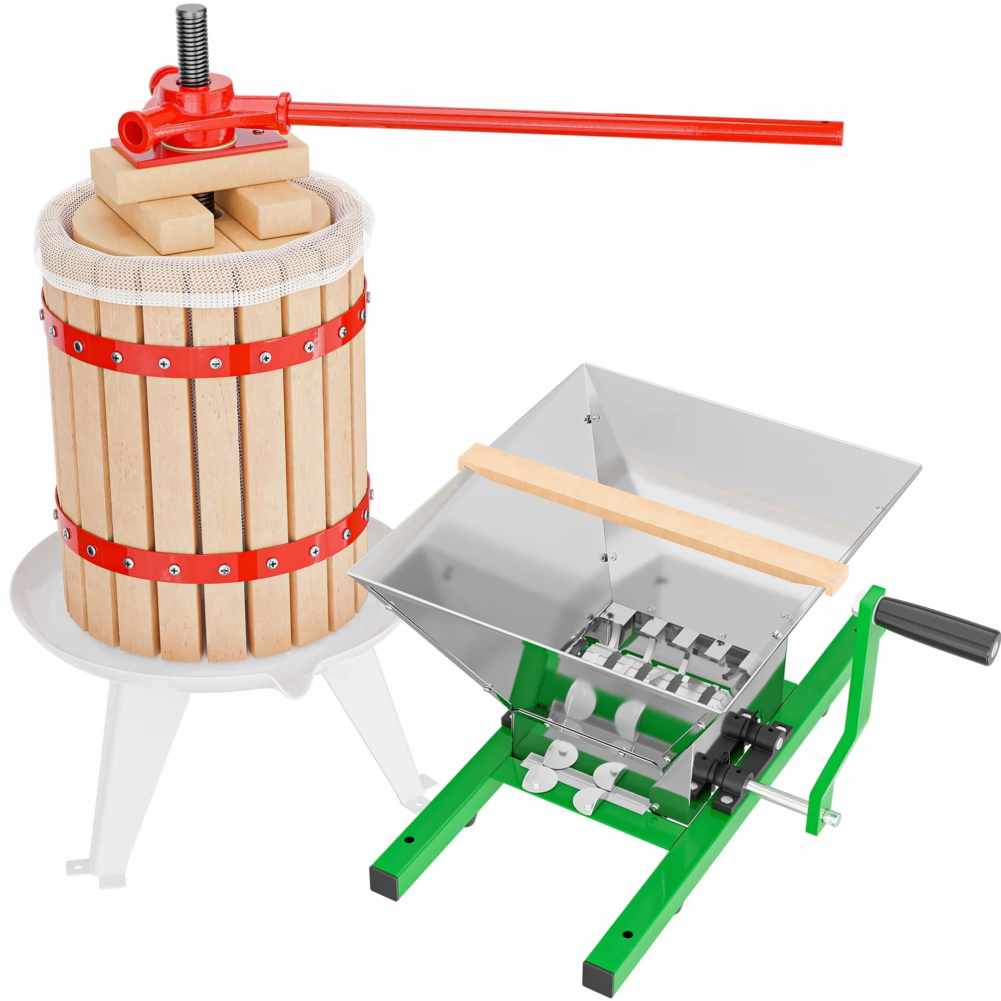 WilTec Prensa de Frutas Bayas y Mosto de 6L + triturador de Frutas y Bayas de 7L Elaboración de Bebidas