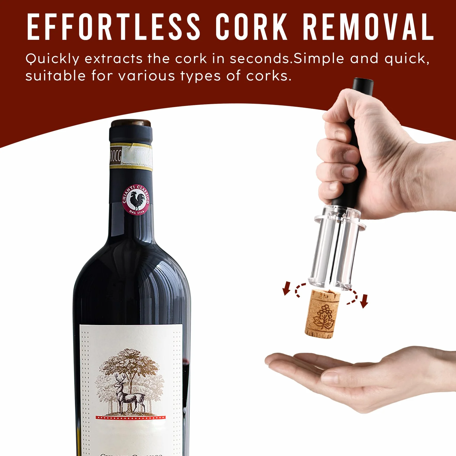 Sacacorchos a Presión de Aire, Abrebotellas Profesional con Corta Cápsulas, Accesorios Vino Práctico para Hogar Restaurantes Fiesta, Regalo para Amantes del Vino