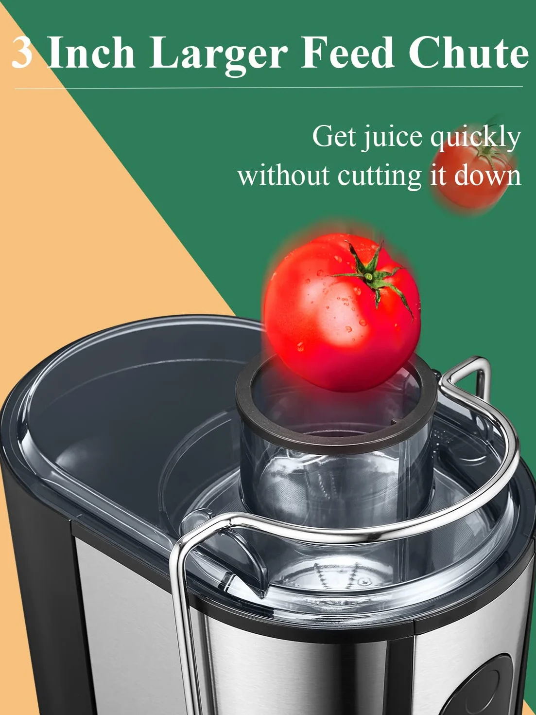 JUILIST Licuadoras Para Verduras y Frutas, 600W Licuadora de Acero Inoxidable, Diseño Nongoteo, Fácil de Limpiar, 2 Modos de Velocidad, 65MM de Boca Ancha, Pies Nondeslizantes