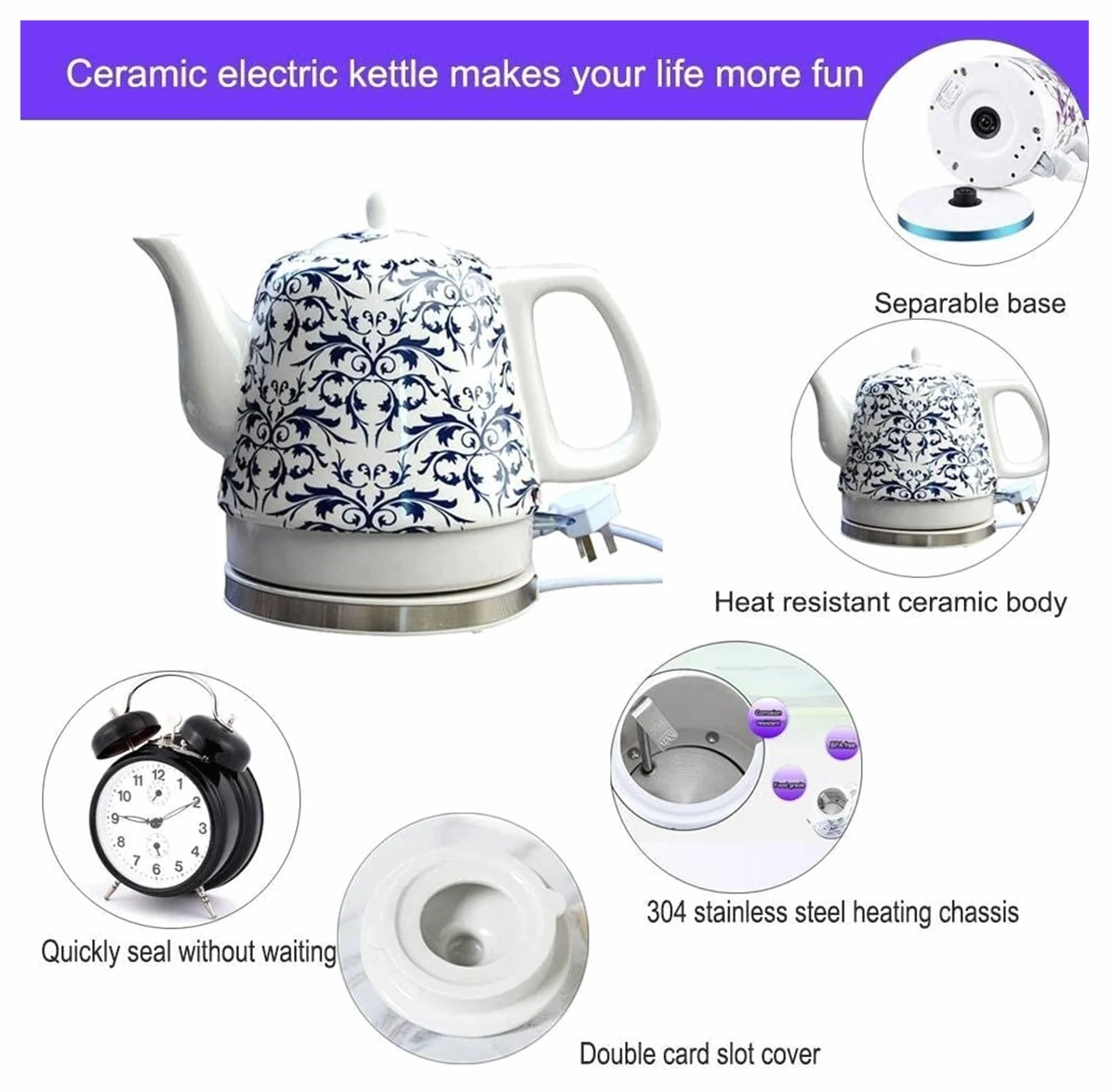 Hervidor eléctrico de café de preparación rápida, hervidor de Agua con Silbato, autoapagado, autoprotección en seco antiquemaduras, Termo de Temperatura Constante, Moda