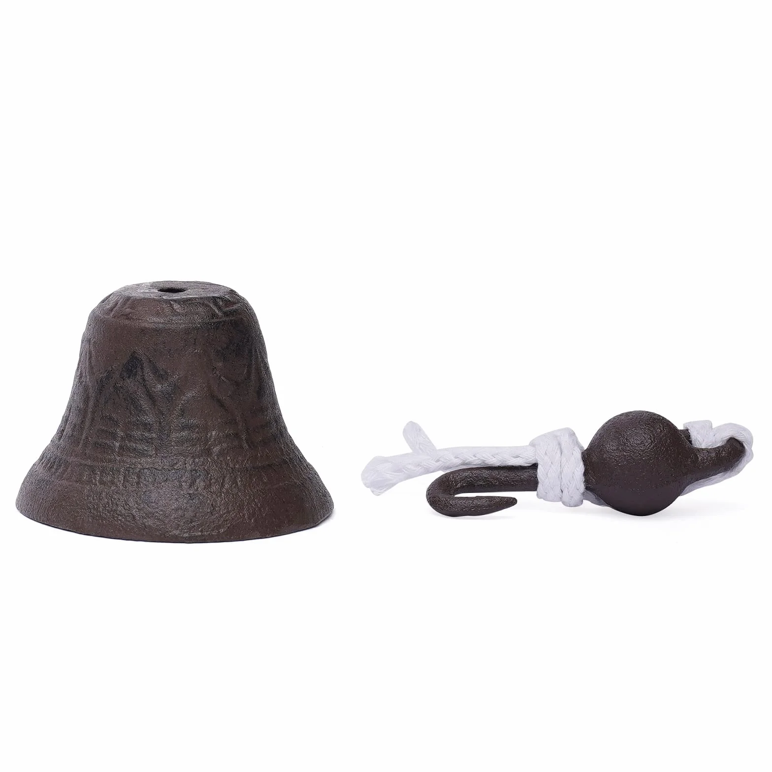 Campana colgante de barco de hierro fundido Campana de capitán rústica negra se puede utilizar en cafés, restaurantes, escuelas, entradas, bares, jardines, 13,5 x 13,5 cm