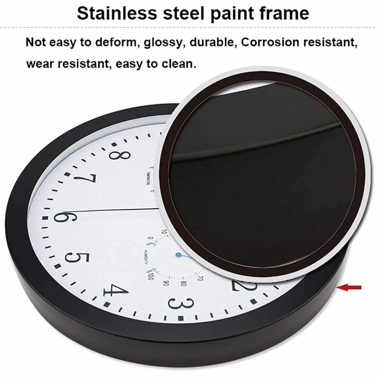 Reloj de pared exterior para exteriores, 25 x 25 cm, resistente a la intemperie, con termómetro e higrómetro, para terraza, balcón, jardín, decoración del hogar