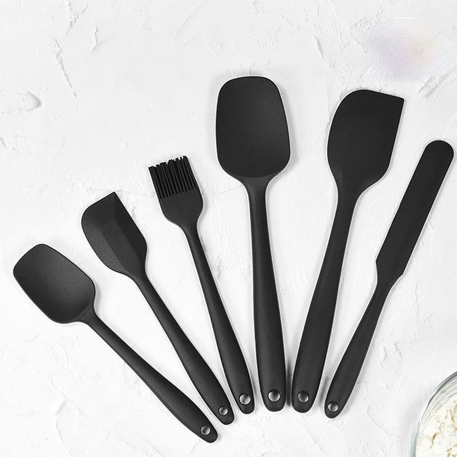 Espatula Cocina 6 unids Silicone Spatula Set Hornear Herramientas de pastelería Raspador Crema Torta Resistente al calor Cocina Silicone Spatula Utensil Set (Rojo / Negro) Espatula Reposteria