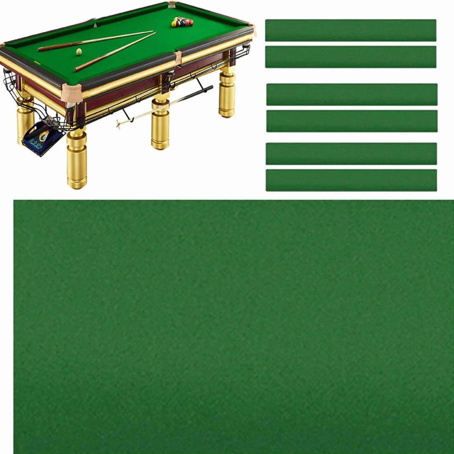 Fieltro de Mesa de Billar, Mantel para Piscina Interior, Tela de Billar con 6 Tiras, 3 Colores, A-7ft