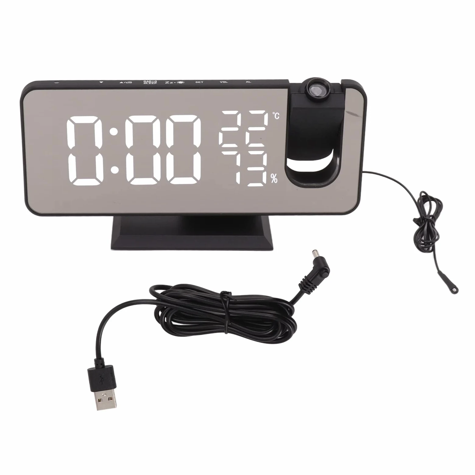 Despertador de proyección Digital LED, Despertadores de proyección para dormitorios, Radio FM Despertador Inteligente Digital LED Despertador para Dormitorio Junto a la CAM (Letras Azules)