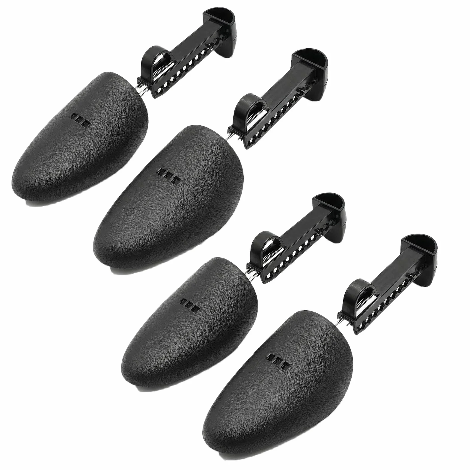 2 pares plástico de longitud ajustable para hombre zapatos de árbol zapatero soporte para botas soporte práctico para zapatos con bobina de resorte de tensión para la mayoría de los zapatos